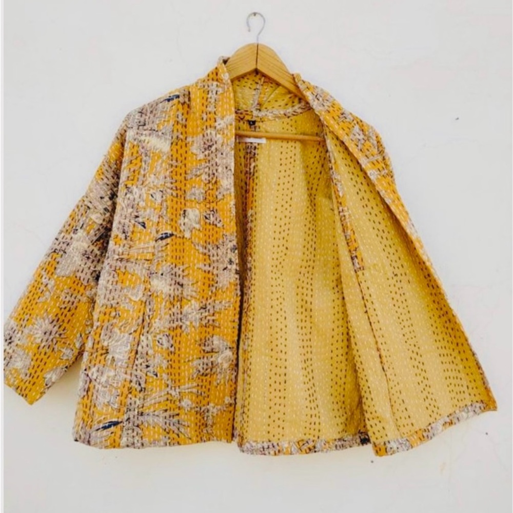 Made in India cropped sleeve embroidered boho jacket size S